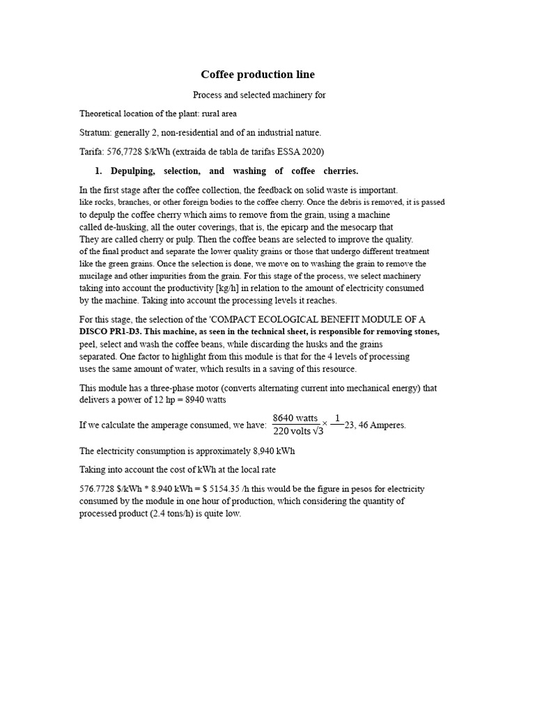 Coffee production line | PDF | Coffee