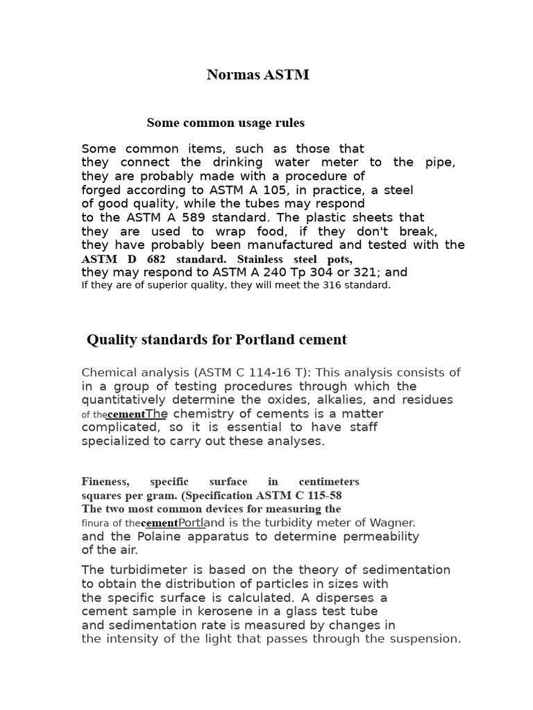 ASTM Standards for Cement Quality | PDF | Cement | Concrete