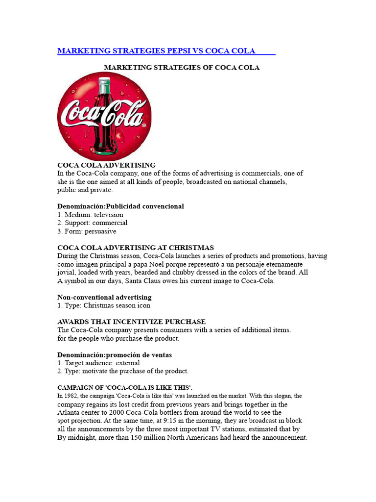 Pepsi vs Coca-Cola Marketing Tactics | PDF | Coca Cola | Pepsi