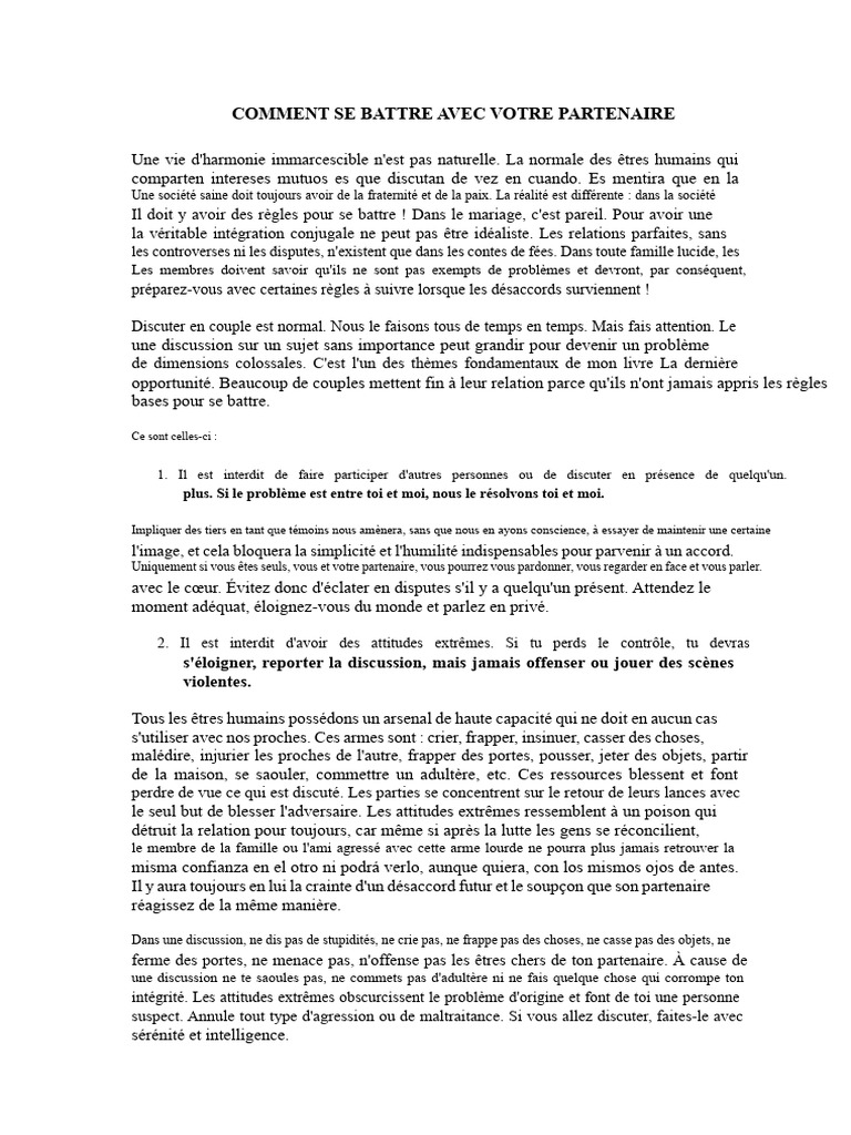 Règles pour bien se disputer en couple | PDF