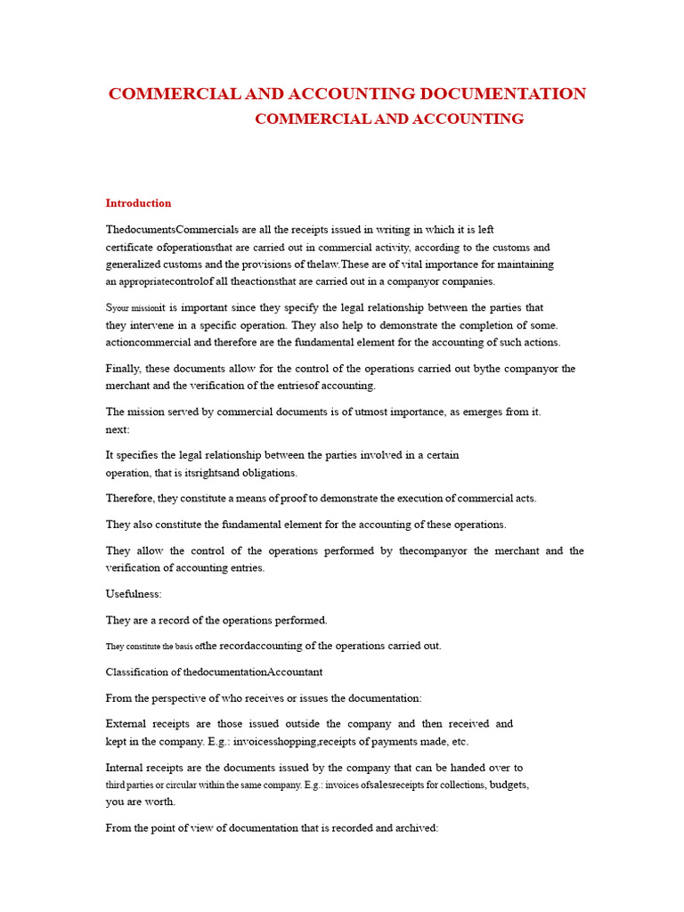 Commercial and Accounting Documentation Guide | PDF | Cheque ...