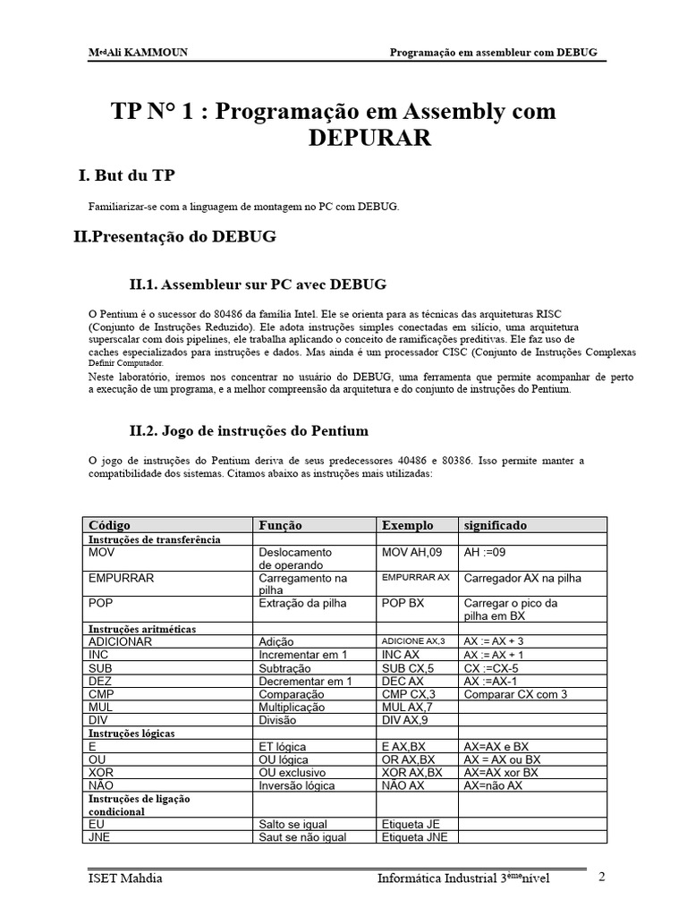Programação em Assembly com DEBUG e NASM | PDF | Linguagem Assembly ...