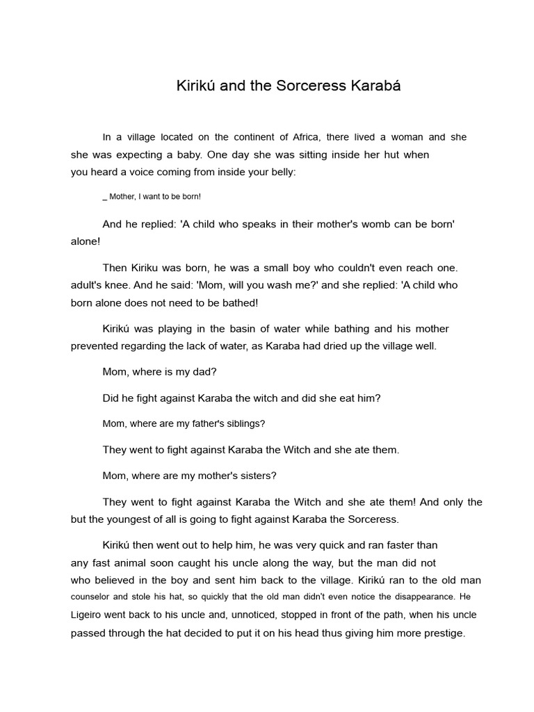 Kirikú vs. Karabá the Sorceress | PDF | Traditional Stories | Fairy Tales
