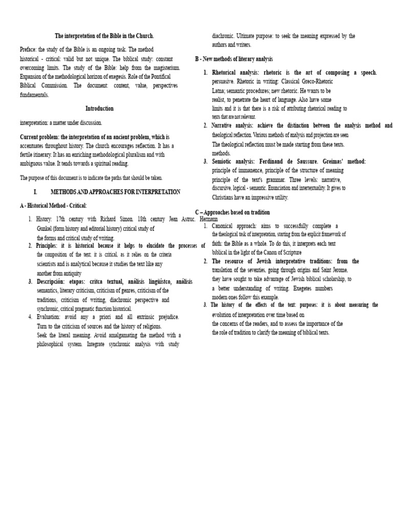 Biblical Interpretation Methods in Church | PDF | Bible | Exegesis