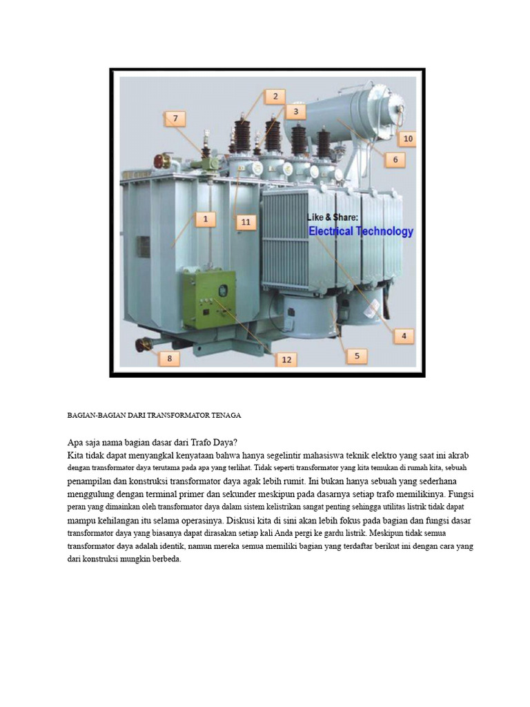 Bagian Utama Transformator Daya | PDF