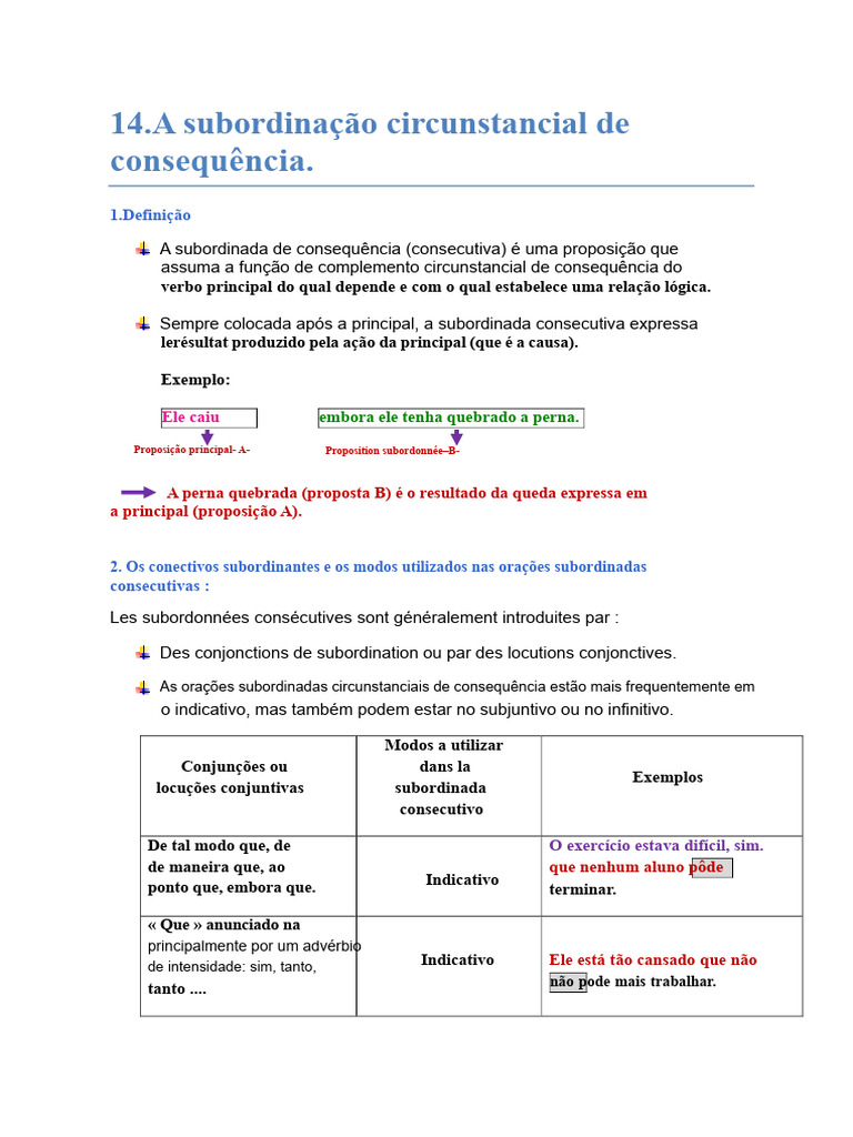 Subordinadas de Consequência: Definição e Exemplos | PDF