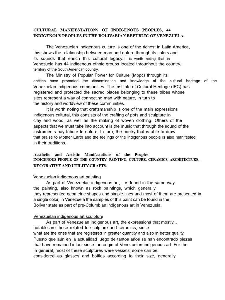 Cultural Manifestations of Indigenous Peoples | PDF | The Arts