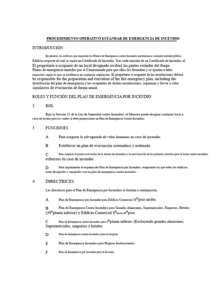 Plan de Emergencia Contra Incendios | PDF
