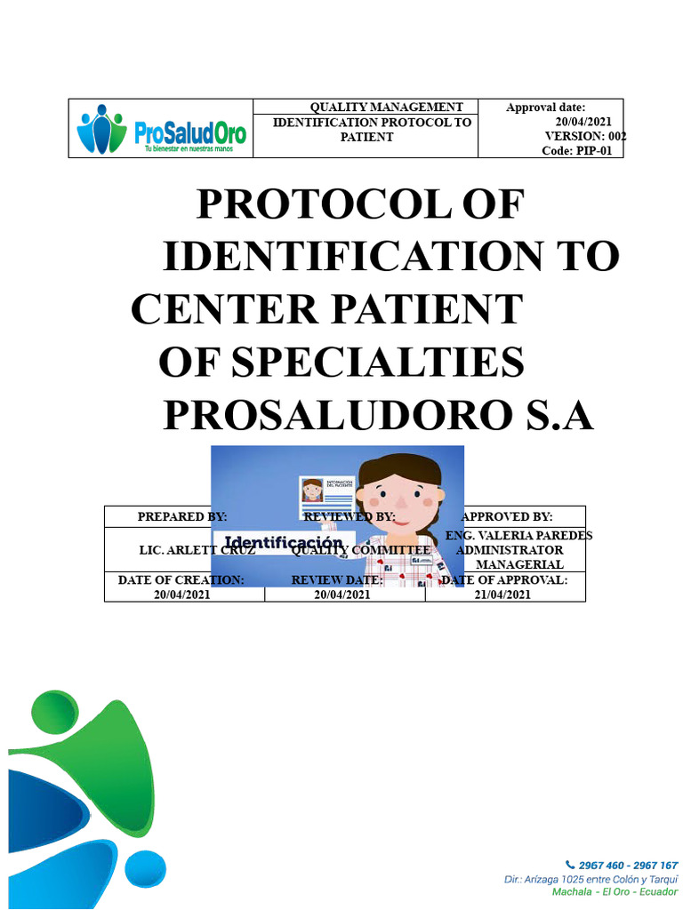 Patient Identification Protocol Guide | PDF | Identity Document ...