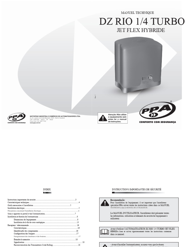 Manuel d'installation DZ RIO 1/4 Turbo | PDF | Émetteur | Télécommande