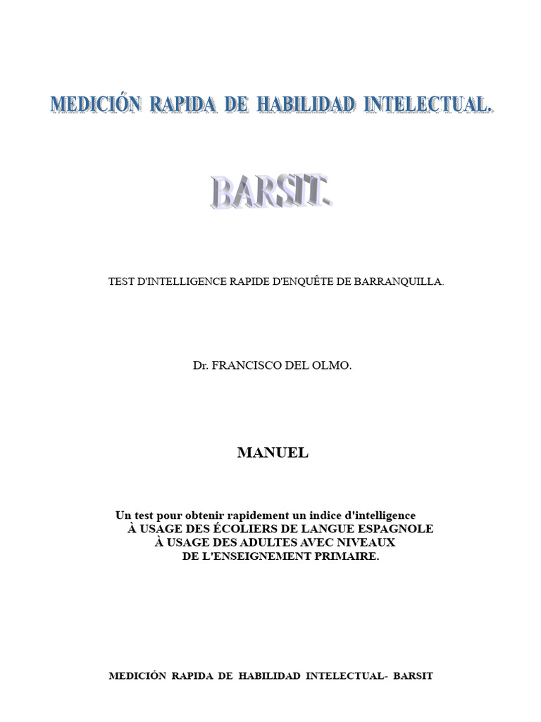 Test BARSIT : Évaluation rapide d'intelligence | PDF | Intelligence