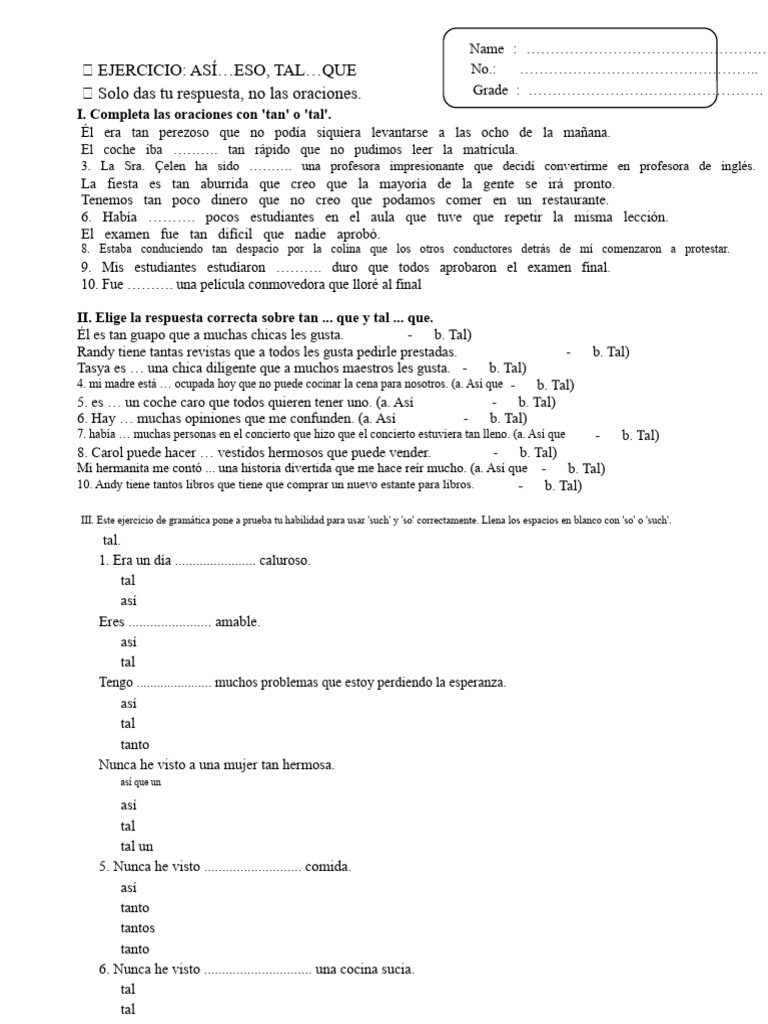 EJERCICIO de Modo Que - Tal Que | PDF