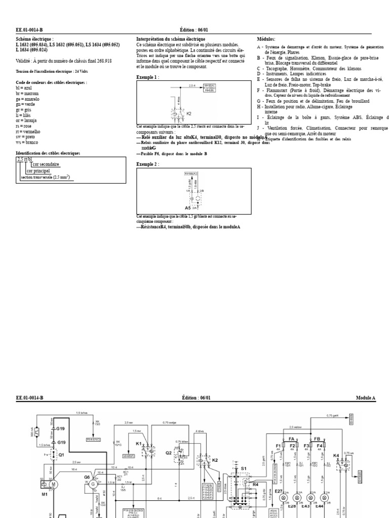 Schéma électrique des modules L 1632/34 | PDF | Frein | Machine