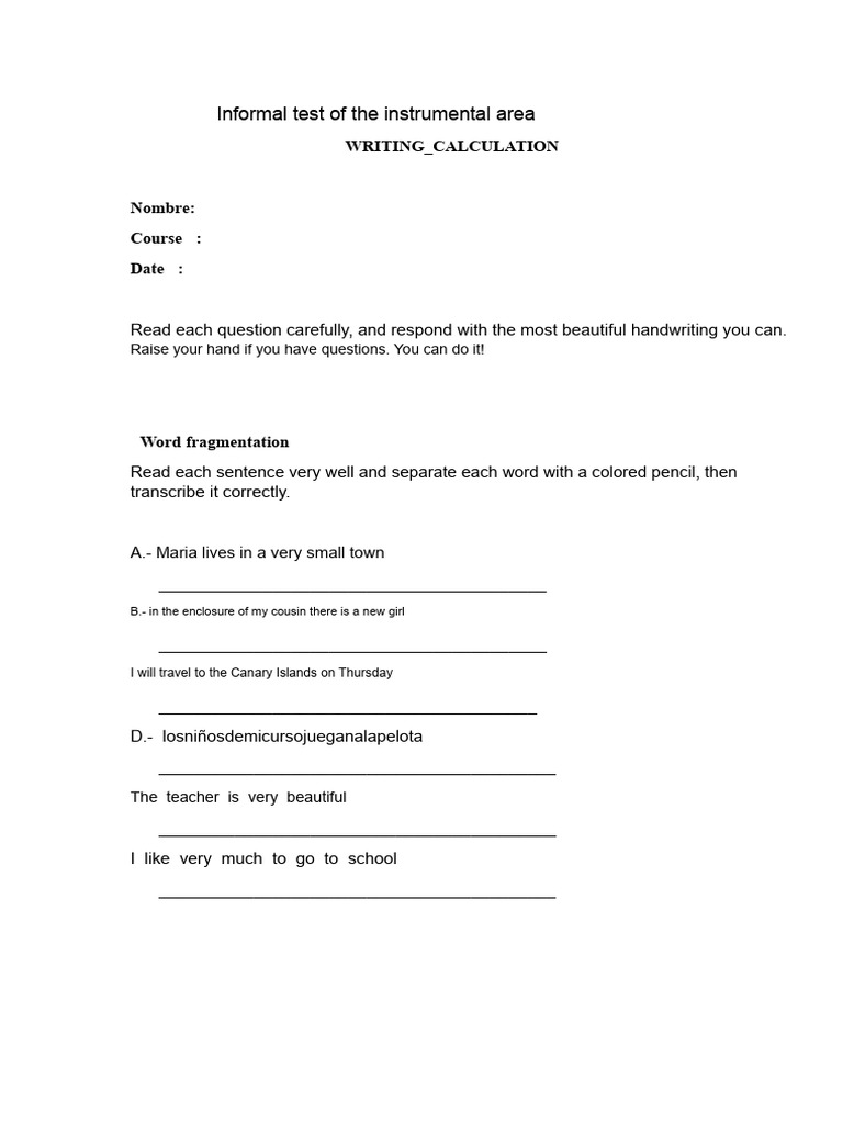 Informal Test of The Instrumental Area Aly | PDF