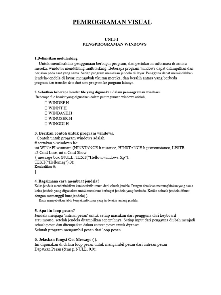 Panduan Pemrograman Windows dan Visual C++ | PDF
