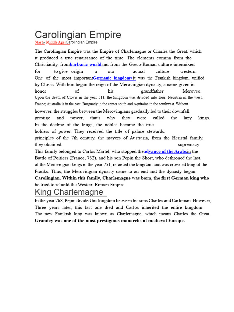Overview of the Carolingian Empire | PDF | Charlemagne | Pope