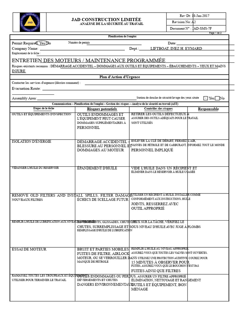 Analyse de la sécurité au travail JAD | PDF