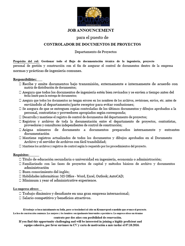 Control Documentario de Proyectos | PDF
