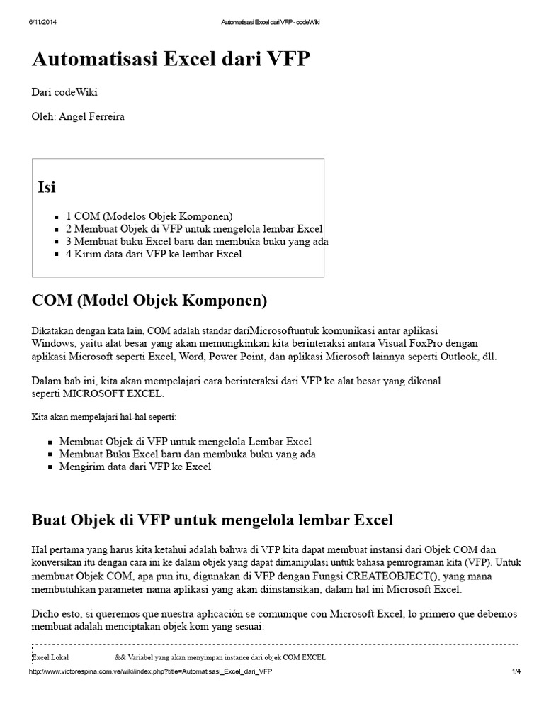 Automatisasi Excel dengan VFP | PDF