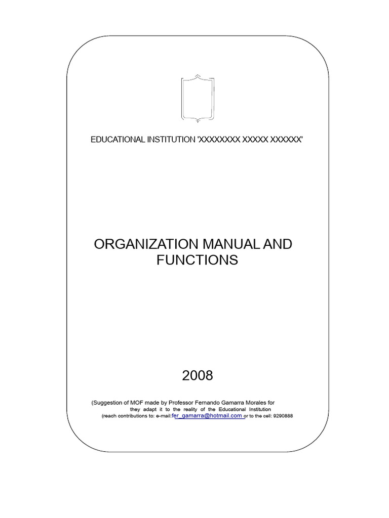 Organization and Functions Manual 2008 | PDF | Teachers | Books