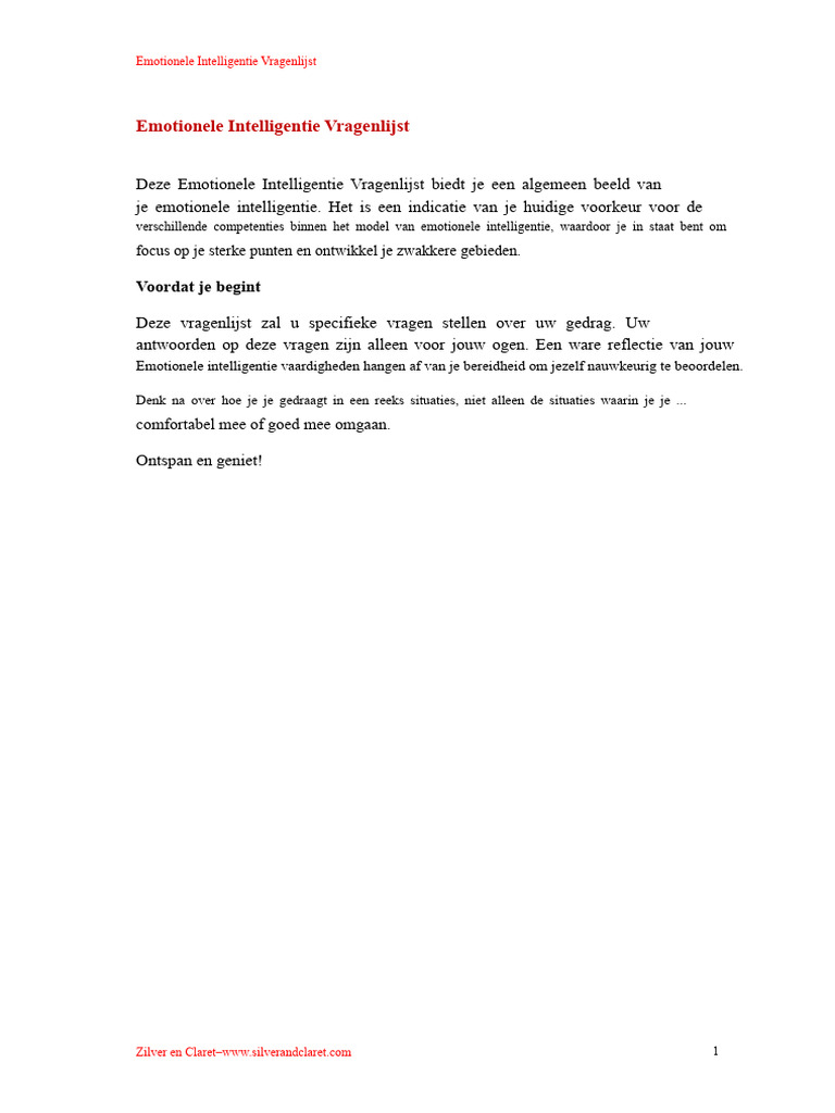 EI Vragenlijst | PDF