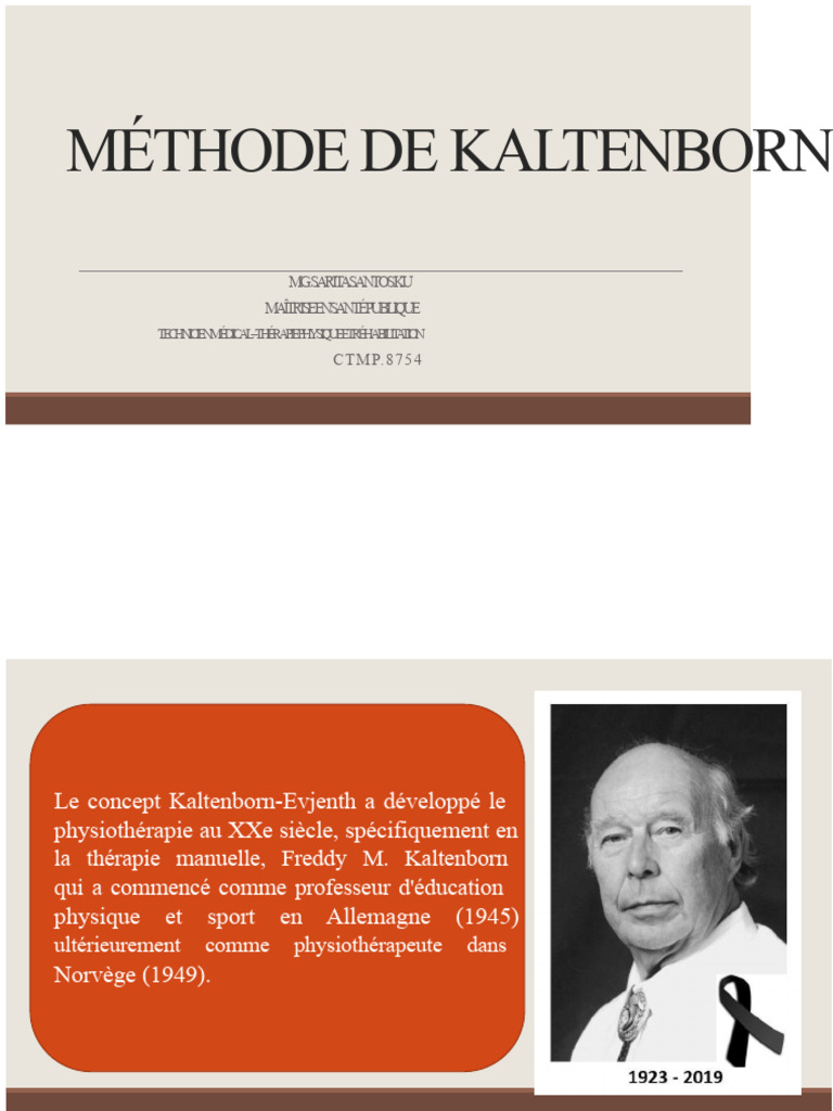 Méthode Kaltenborn en physiothérapie | PDF | Physiothérapie ...