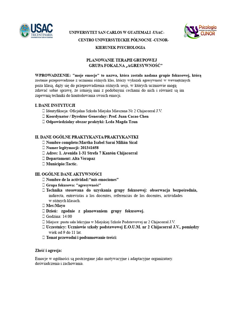Planowanie Terapii Grupowej PDF