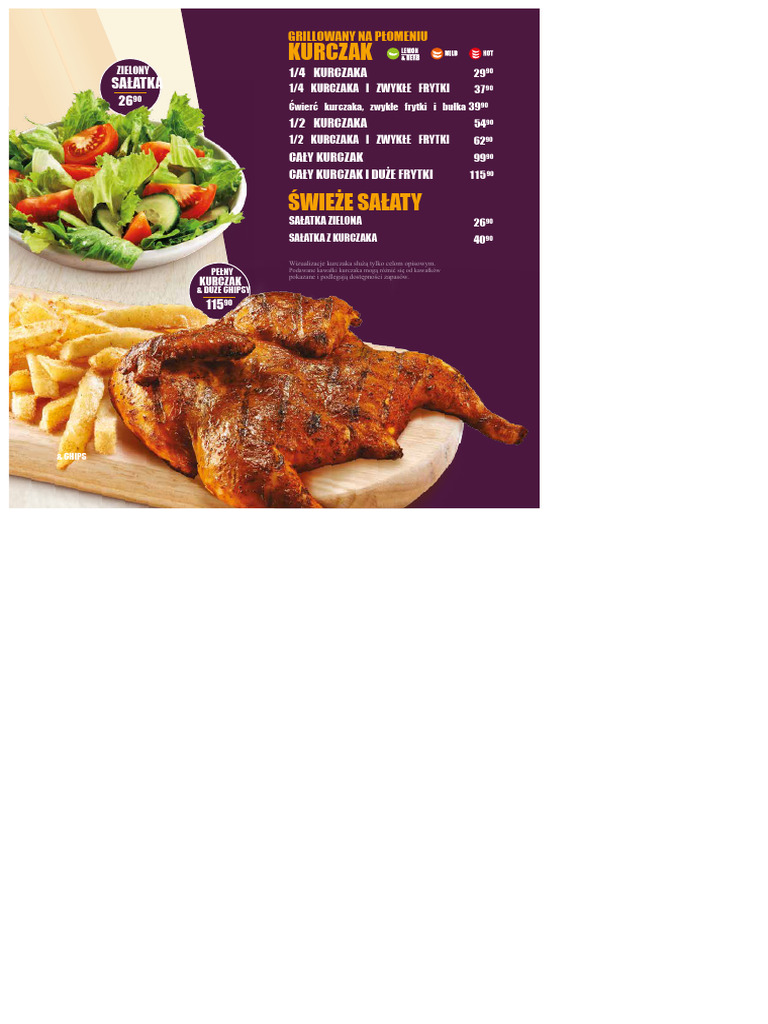 Menu na wynos Steers | PDF