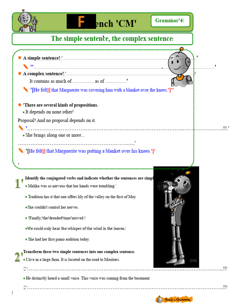 Simple vs. Complex Sentences in French | PDF | Sentence (Linguistics ...