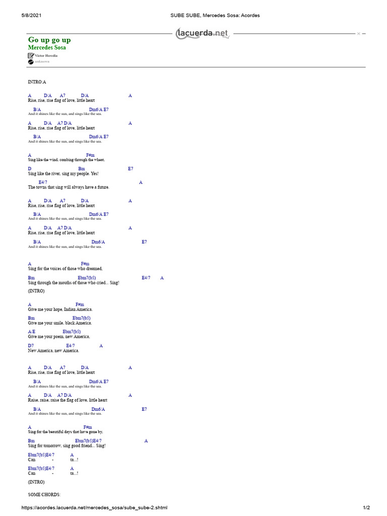 RISE RISE, Mercedes Sosa - Chords | PDF | Musical Forms | Elements Of Music