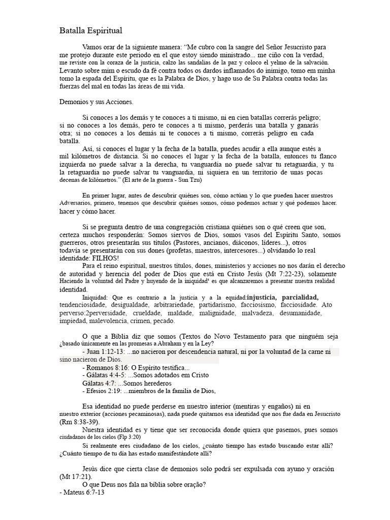 Identidad y Batalla Espiritual en Cristo | PDF | Demonios | Satán