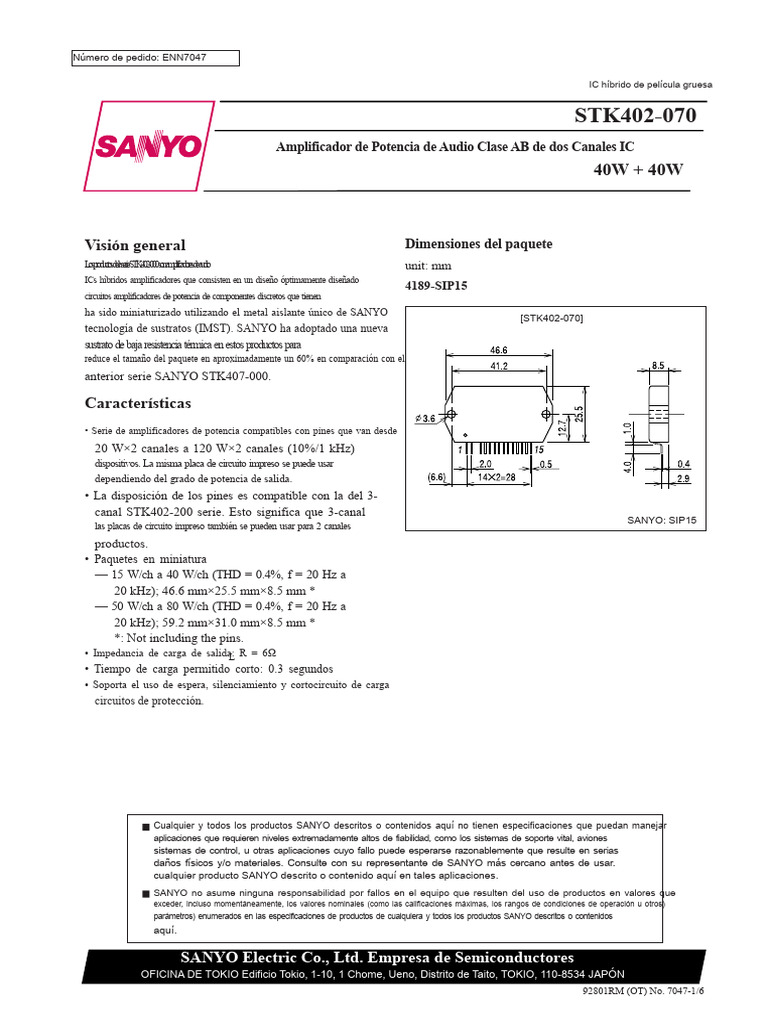 STK402-120S: Amplificador de Audio | PDF | Fuente de alimentación ...
