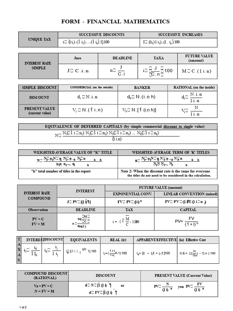 Financial Mathematics Concepts Guide | PDF | Interest | Present Value