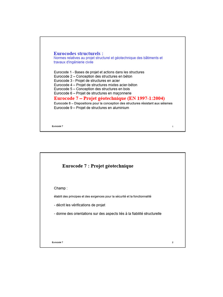 Eurocode 7 : Normes géotechniques essentielles | PDF | Génie ...