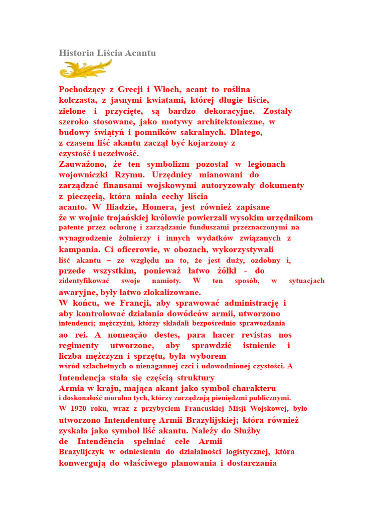 Historia Liścia Akantu | PDF