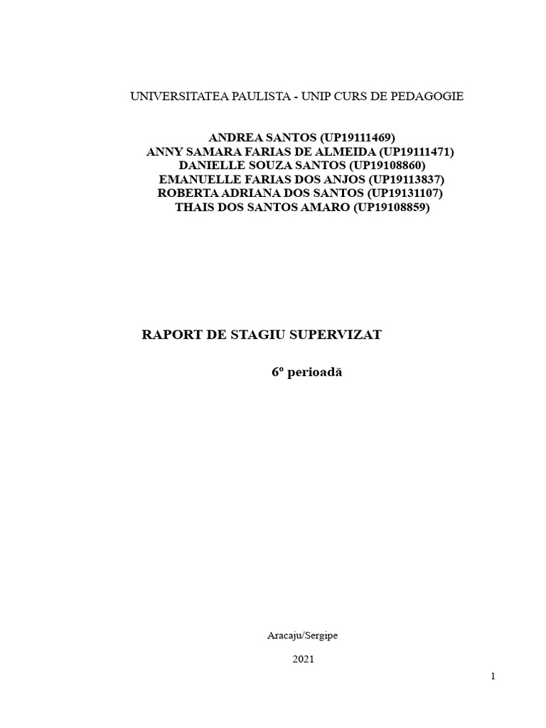 Raport de Pedagogie - Unip | PDF