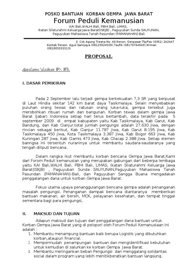 Proposal Bantuan Bencana Jabar
