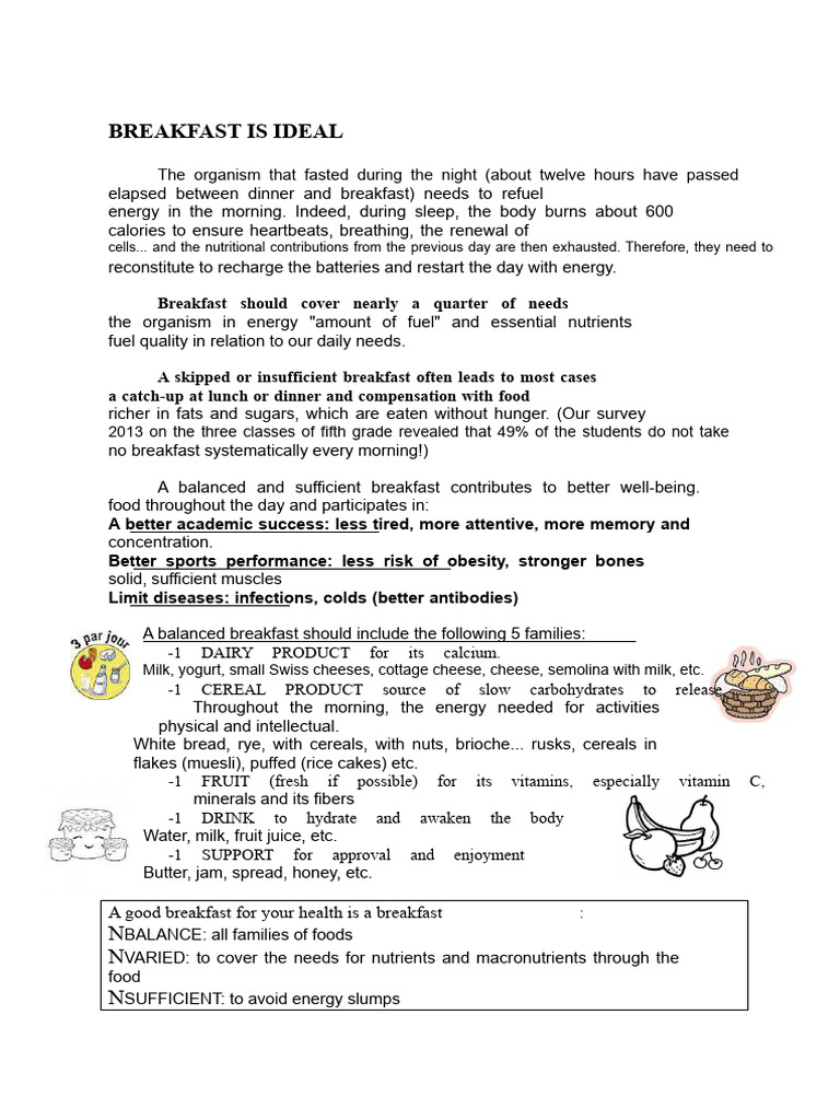 Importance of a Balanced Breakfast | PDF