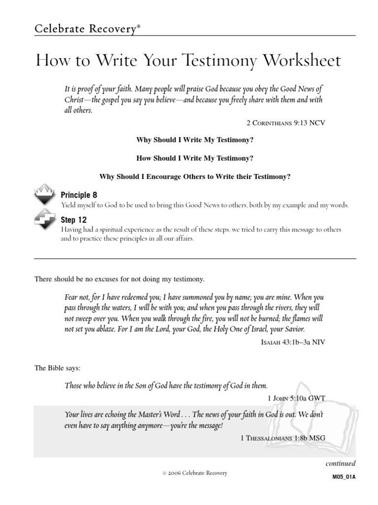 Worksheets Celebrate Recovery 4th Step Worksheet how to write your testimony worksheet the gospel jesus