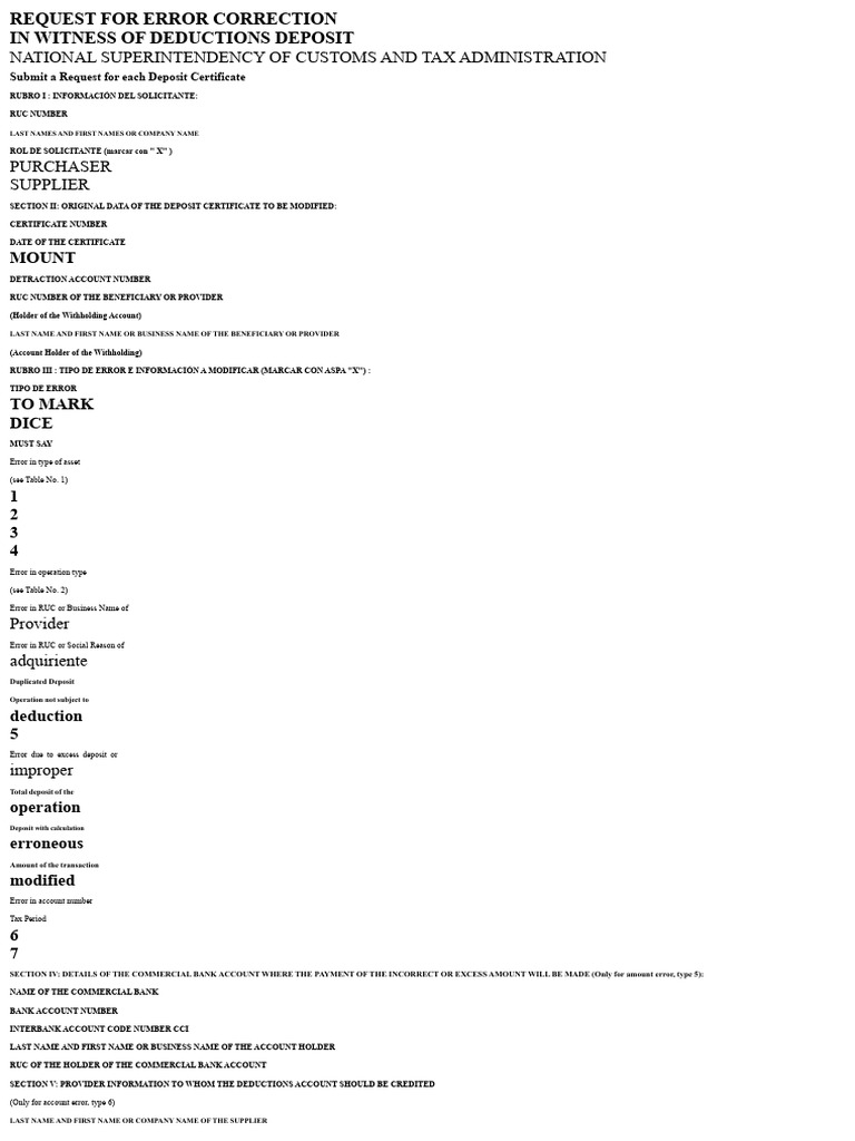 Error Correction Request for Deposit Certificates | PDF | Receipt ...