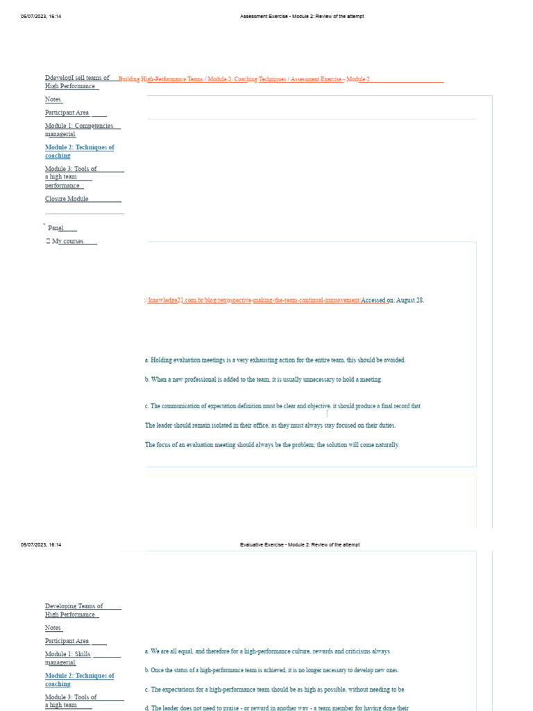 Developing High Performance Teams - Assessment Exercise - Module 2 | PDF