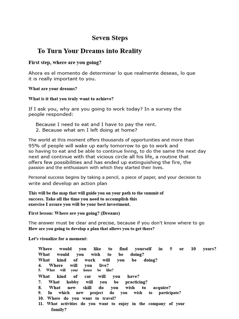 7 Steps to Achieve Your Dreams | PDF | Goal | Motivation