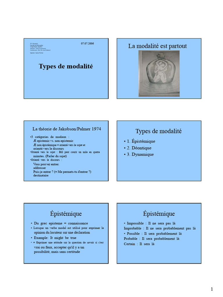Types de modalité en linguistique anglaise | PDF | Linguistique