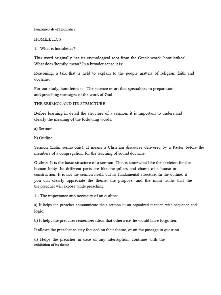 Principles Of Homiletics Pdf Homiletics Sermon