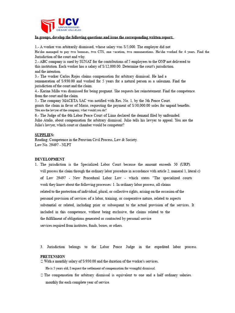 Labor Court Jurisdiction Analysis Guide | PDF | Lawsuit | Salary
