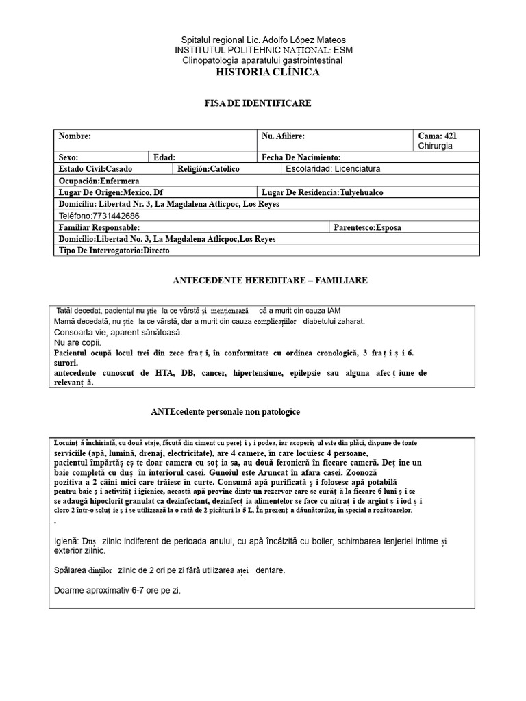 Exemplu de Dosar Medical | PDF
