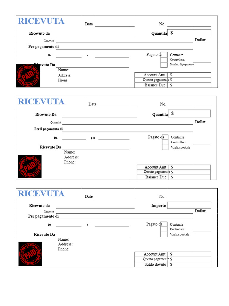 Ricevuta Di Pagamento | PDF