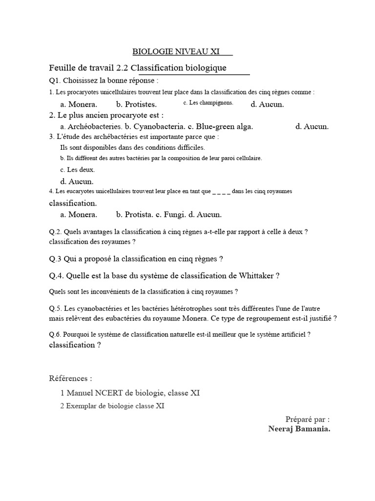 Classification biologique des organismes XI | PDF
