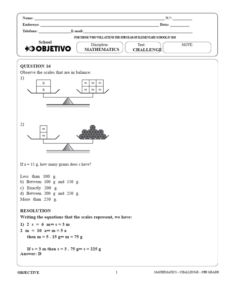 Resolution Challenge 8th Year Fund2 Mathematics 031217 | PDF ...