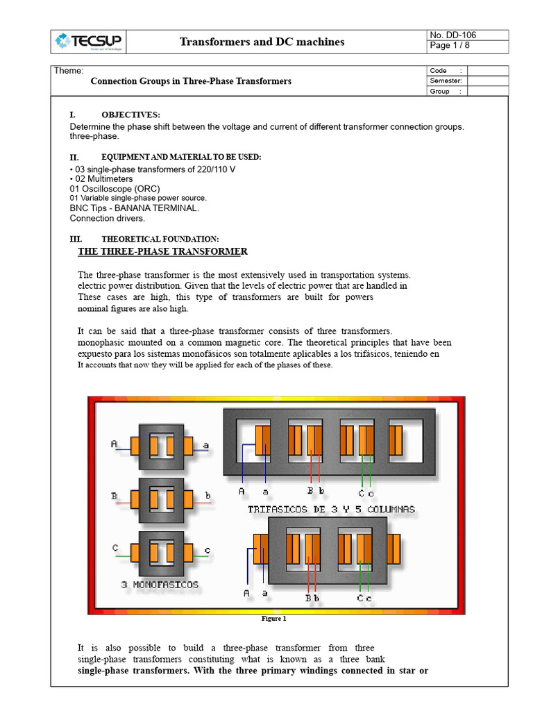 Three-Phase Transformer Connection Groups | PDF | Transformer | Voltage